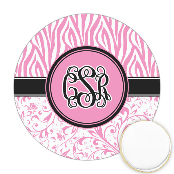 Custom Zebra & Floral Printed Cookie Topper - 2.5" (Personalized)