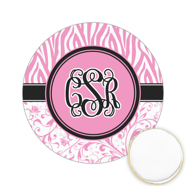 Custom Zebra & Floral Printed Cookie Topper - 2.15" (Personalized)