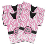 Zebra & Floral Jersey Bottle Cooler - Set of 4 (Personalized)