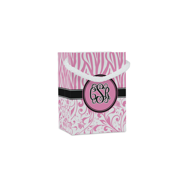 Custom Zebra & Floral Jewelry Gift Bags - Matte (Personalized)