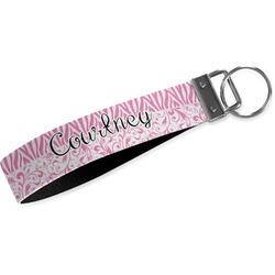 Zebra & Floral Webbing Keychain Fob - Large (Personalized)