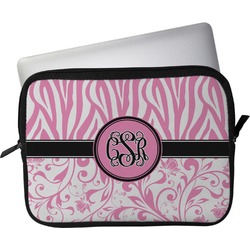 Zebra & Floral Laptop Sleeve / Case - 11" (Personalized)