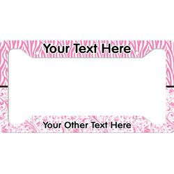 Zebra & Floral License Plate Frame - Style A (Personalized)