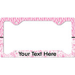 Zebra & Floral License Plate Frame - Style C (Personalized)