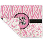 Zebra & Floral Double-Sided Linen Placemat - Single w/ Monogram