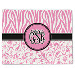 Zebra & Floral Single-Sided Linen Placemat - Single w/ Monogram