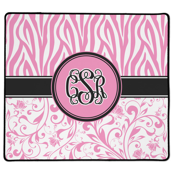 Custom Zebra & Floral XL Gaming Mouse Pad - 18" x 16" (Personalized)