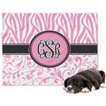 Zebra & Floral Dog Blanket - Large (Personalized)