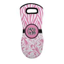 Zebra & Floral Neoprene Oven Mitt - Single w/ Monogram