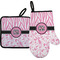 Zebra & Floral Neoprene Oven Mitt and Pot Holder Set