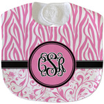 Zebra & Floral Velour Baby Bib w/ Monogram