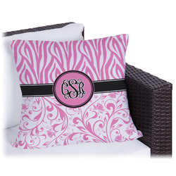 Zebra & Floral Outdoor Pillow - 16" (Personalized)