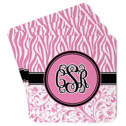 Zebra & Floral Paper Coasters w/ Monograms