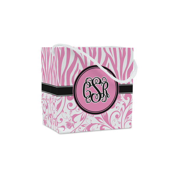 Custom Zebra & Floral Party Favor Gift Bags - Matte (Personalized)