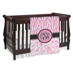 Zebra & Floral Baby Blanket (Double Sided) (Personalized)