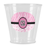 Zebra & Floral Plastic Shot Glass (Personalized)