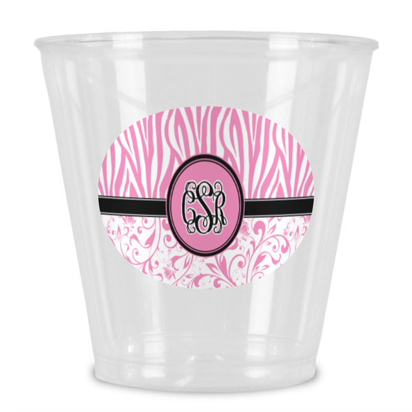 Custom Zebra & Floral Plastic Shot Glass (Personalized)