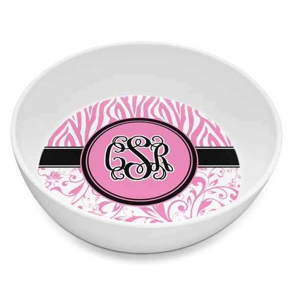 Custom Zebra & Floral Melamine Bowl - 8 oz (Personalized)