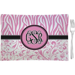 Zebra & Floral Rectangular Glass Appetizer / Dessert Plate - Single or Set (Personalized)