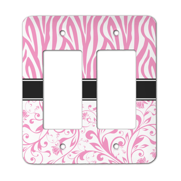 Custom Zebra & Floral Rocker Style Light Switch Cover - Two Switch