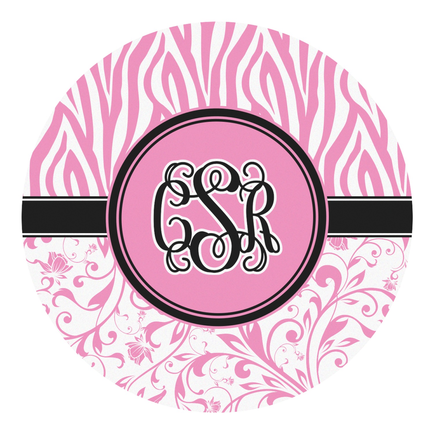 Zebra & Floral Round Decal - Large (Personalized) - YouCustomizeIt