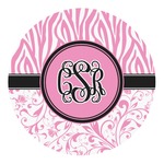 Zebra & Floral Round Decal - Small (Personalized)