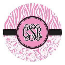 Zebra & Floral Round Decal - Large (Personalized)