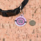 Zebra & Floral Round Pet ID Tag - Small - In Context