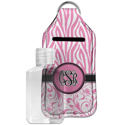 Zebra & Floral Hand Sanitizer & Keychain Holder - Large (Personalized)