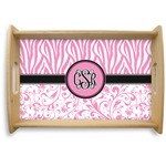 Zebra & Floral Natural Wooden Tray - Small (Personalized)