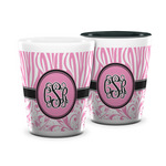 Zebra & Floral Ceramic Shot Glass - 1.5 oz (Personalized)