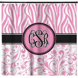 Zebra & Floral Shower Curtain - 71" x 74" (Personalized)