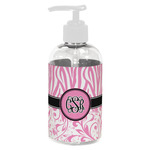 Zebra & Floral Plastic Soap / Lotion Dispenser (8 oz - Small - White) (Personalized)