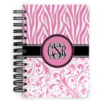 Zebra & Floral Spiral Notebook - 5x7 w/ Monogram