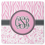 Zebra & Floral Square Rubber Backed Coaster (Personalized)