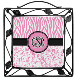 Zebra & Floral Square Trivet (Personalized)