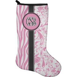 Zebra & Floral Holiday Stocking - Neoprene (Personalized)