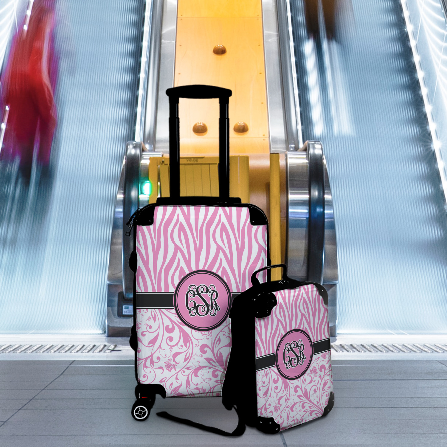 Personalized Pink Floral Suitcase for Women Luggage Set With 