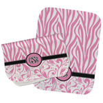 Zebra & Floral Burp Cloths - Fleece - Set of 2 w/ Monogram