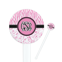 Zebra & Floral Round Plastic Stir Sticks (Personalized)