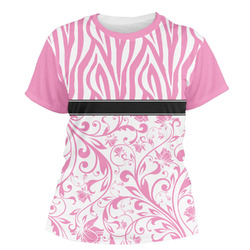Zebra & Floral Women's Crew T-Shirt - Medium