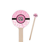 Zebra & Floral 7.5" Round Wooden Stir Sticks - Double Sided (Personalized)