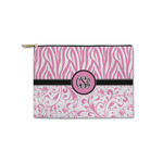 Zebra & Floral Zipper Pouch - Small - 8.5"x6" (Personalized)