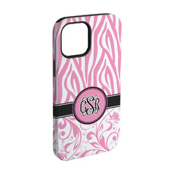 Zebra & Floral iPhone Case - Rubber Lined - iPhone 15 Pro (Personalized)