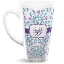 Mandala Floral 16 Oz Latte Mug (Personalized)