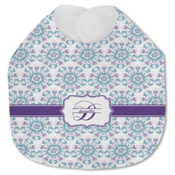 Mandala Floral Jersey Knit Baby Bib w/ Name and Initial