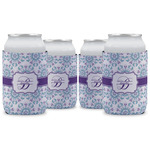 Mandala Floral Can Cooler (12 oz) - Set of 4 w/ Name and Initial