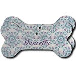 Mandala Floral Ceramic Dog Ornament - Front & Back w/ Name and Initial