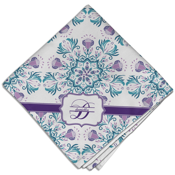 Custom Mandala Floral Cloth Dinner Napkin - Single w/ Name and Initial