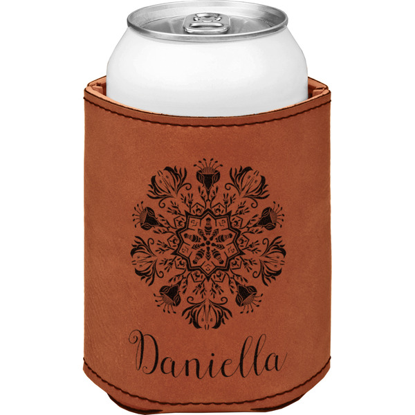 Custom Mandala Floral Leatherette Can Sleeve - Double Sided (Personalized)